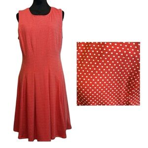 NWT Ronni Nicole Coral Polka-Dot Sleeveless Midi‎ Dress in Size L